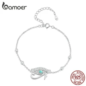 Bracciale Donna in Argento 925 – Occhio di Horus con Opale e Zirconi | Simbolo di Protezione e Fortuna