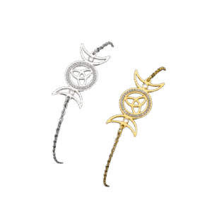 Bracciale Tripla Luna Hecate & Lilith | Simbolo di Protezione Femminile | Nodo Celtico Wiccan – Gioiello Esoterico