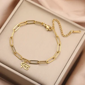 Bracciale Occhio di Horus – Catena a Maglie Vintage | Acciaio Inossidabile | Talismano di Protezione